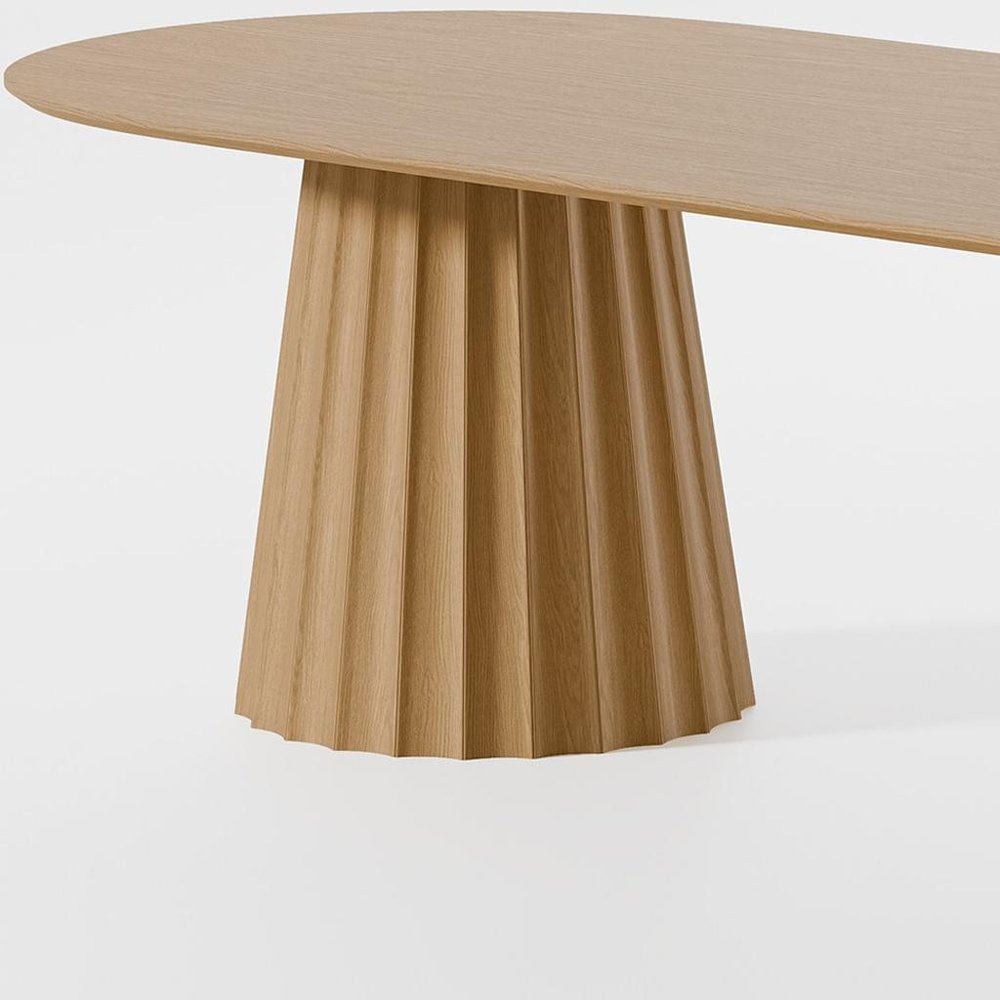 86" Natural Wood Double Pedestal Base Oval Dining Table