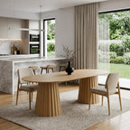 86" Natural Wood Double Pedestal Base Oval Dining Table