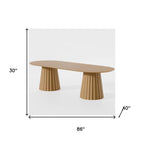 86" Natural Wood Double Pedestal Base Oval Dining Table