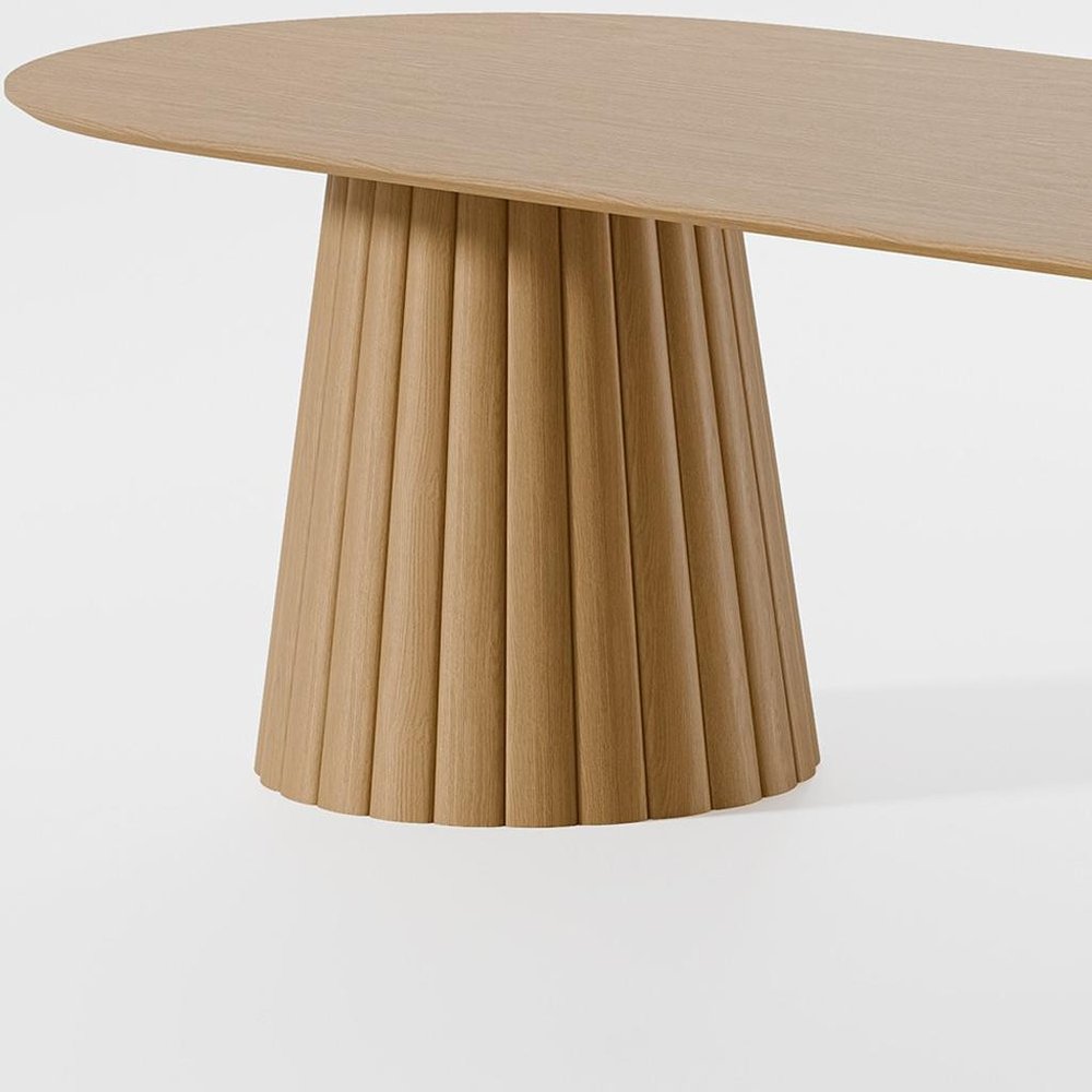 86" Natural Wood Double Pedestal Base Oval Dining Table