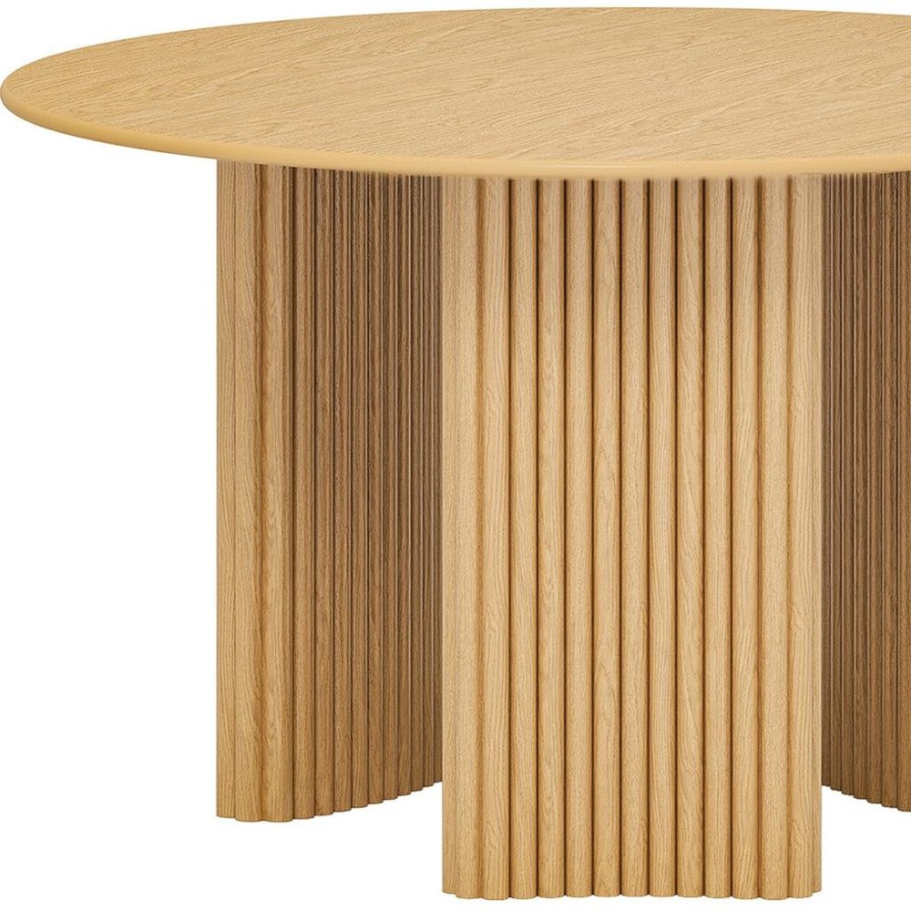 46" Natural Wood Three Leg Base Round Top Dining Table