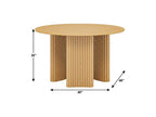 46" Natural Wood Three Leg Base Round Top Dining Table