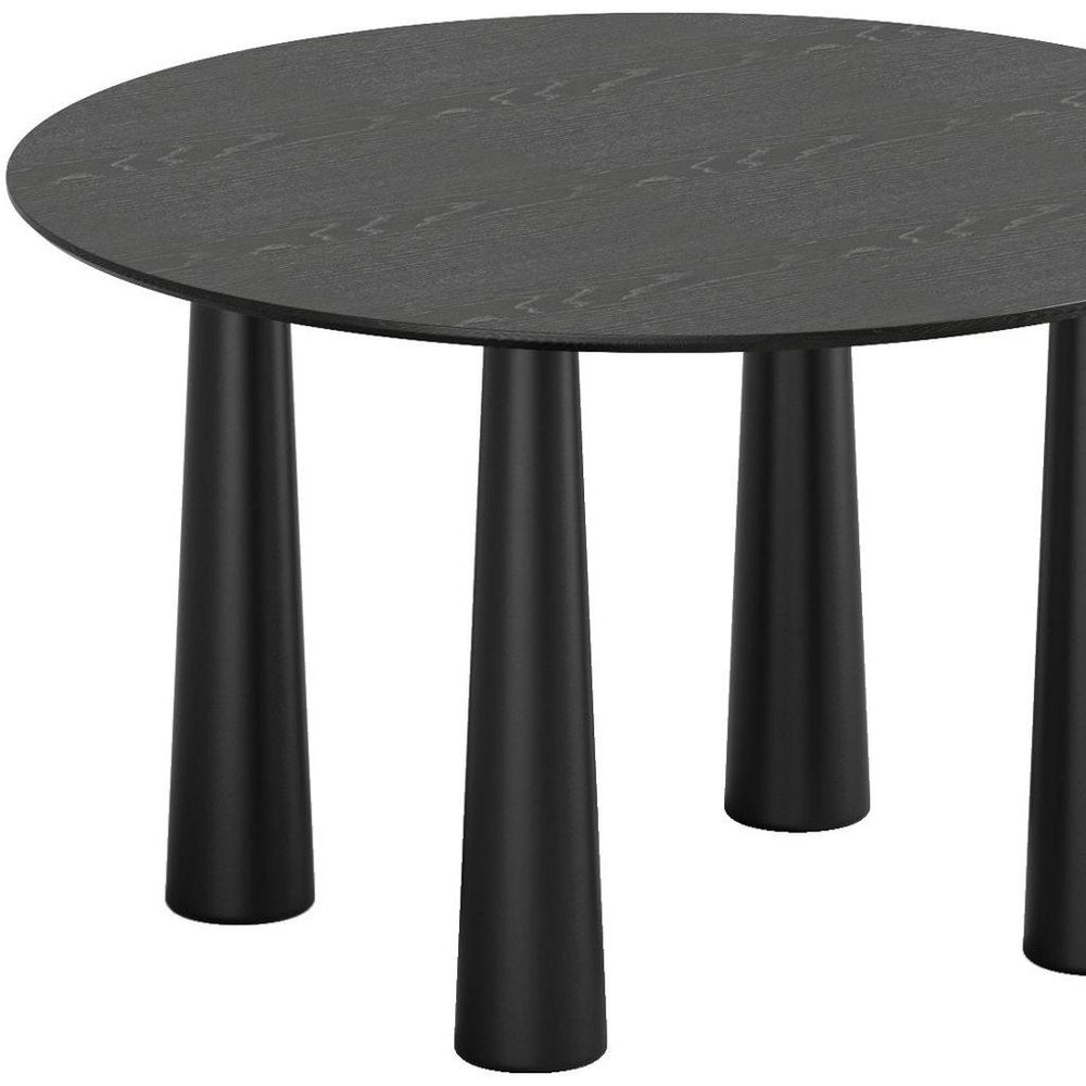 52" Black Wood Round Top Dining Table