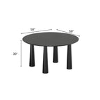 59" Black Solid Wood Round Top Dining Table