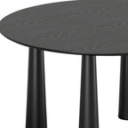 59" Black Solid Wood Round Top Dining Table