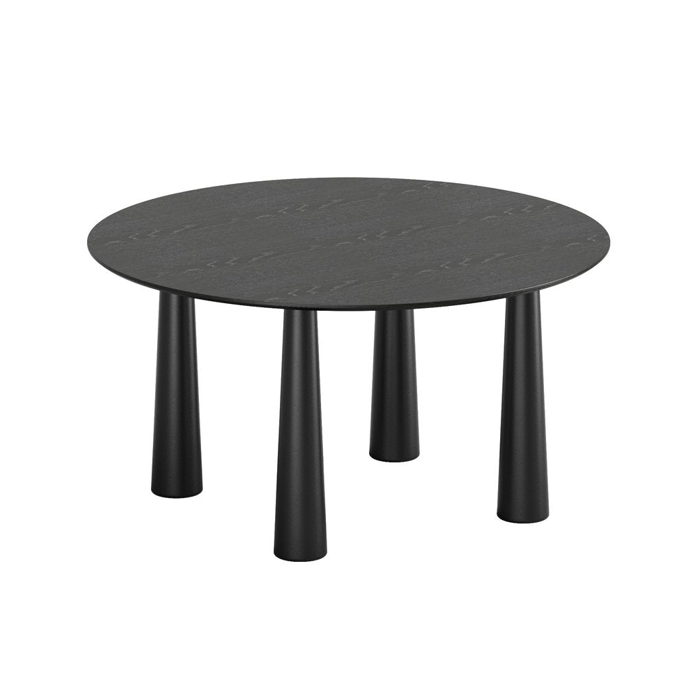 59" Black Solid Wood Round Top Dining Table