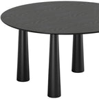59" Black Solid Wood Round Top Dining Table