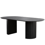 86" Black Wood Double Pedestal Base Oval Dining Table
