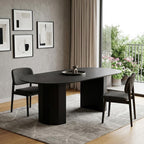 86" Black Wood Double Pedestal Base Oval Dining Table