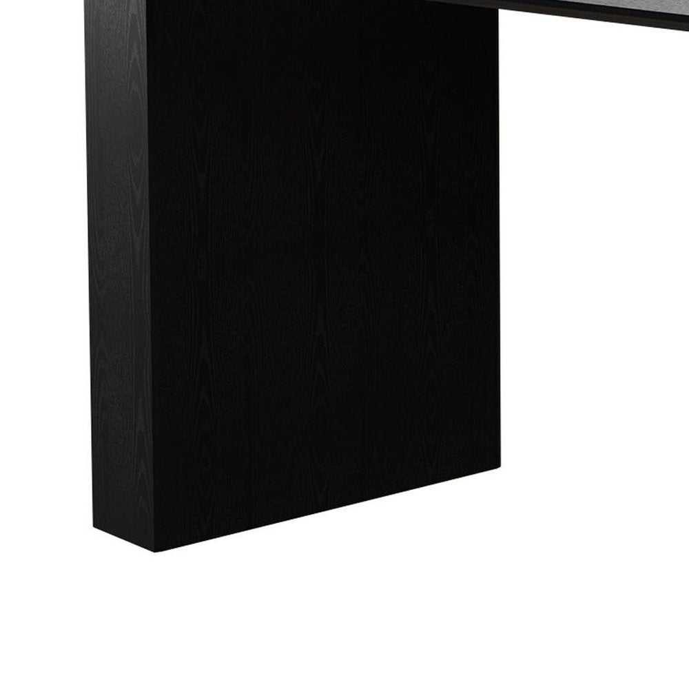 86" Black Wood Double Pedestal Base Oval Dining Table