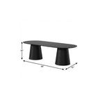 86" Black Wood Double Pedestal Base Oval Dining Table