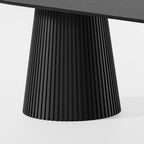 86" Black Wood Double Pedestal Base Oval Dining Table