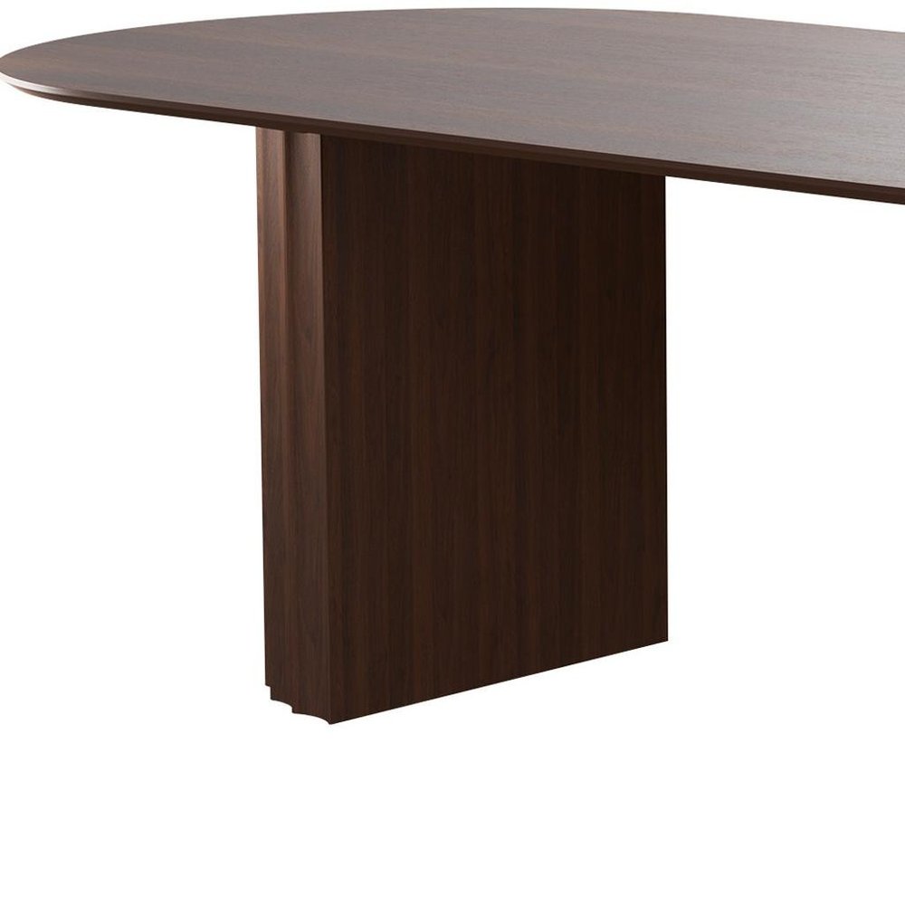 86" Walnut Wood Double Pedestal Base Oval Dining Table