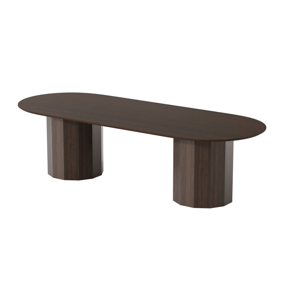 86" Natural Wood Double Pedestal Base Oval Dining Table
