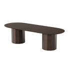 86" Natural Wood Double Pedestal Base Oval Dining Table