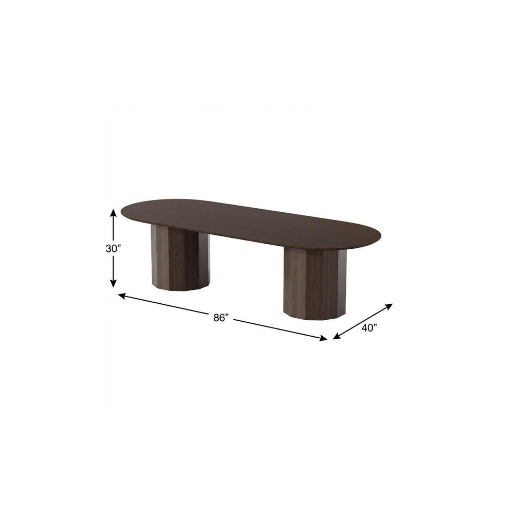 86" Natural Wood Double Pedestal Base Oval Dining Table