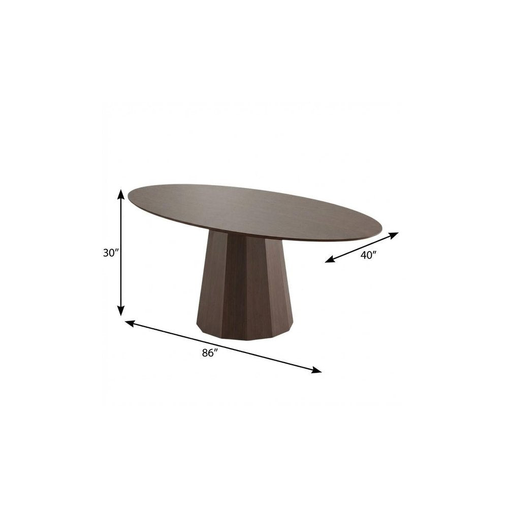 86" Walnut Solid Wood Double Pedestal Base Oval Dining Table