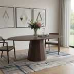 86" Walnut Solid Wood Double Pedestal Base Oval Dining Table