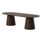 86" Black Wood Double Pedestal Base Oval Dining Table
