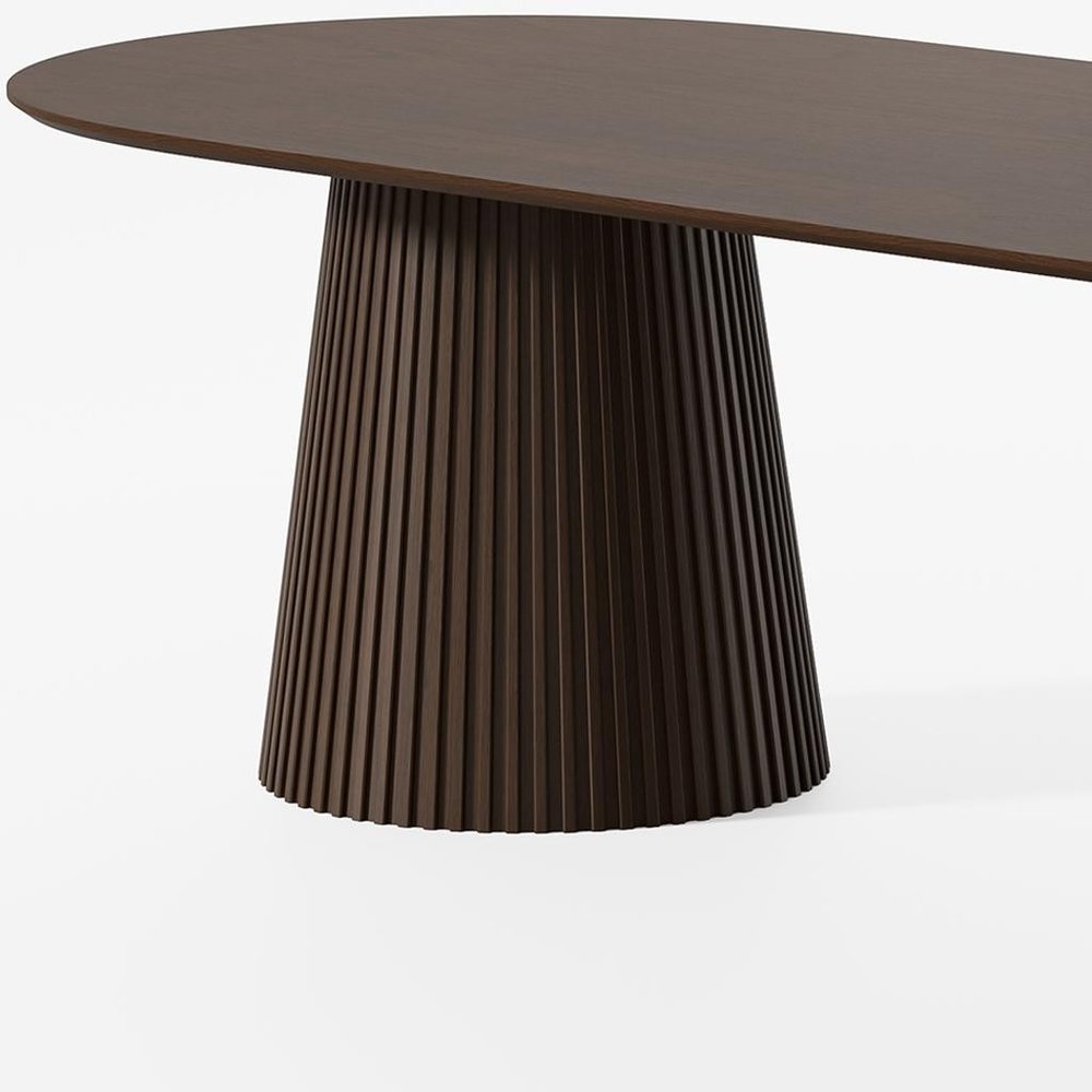 86" Black Wood Double Pedestal Base Oval Dining Table