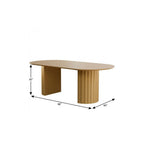 86" Natural Wood Double Pedestal Base Oval Dining Table