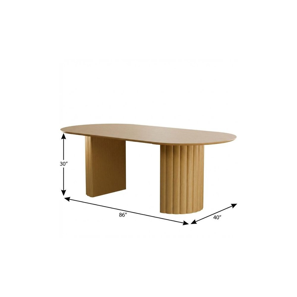 86" Natural Wood Double Pedestal Base Oval Dining Table