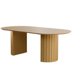 86" Natural Wood Double Pedestal Base Oval Dining Table