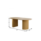 86" Natural Wood Double Pedestal Base Oval Dining Table