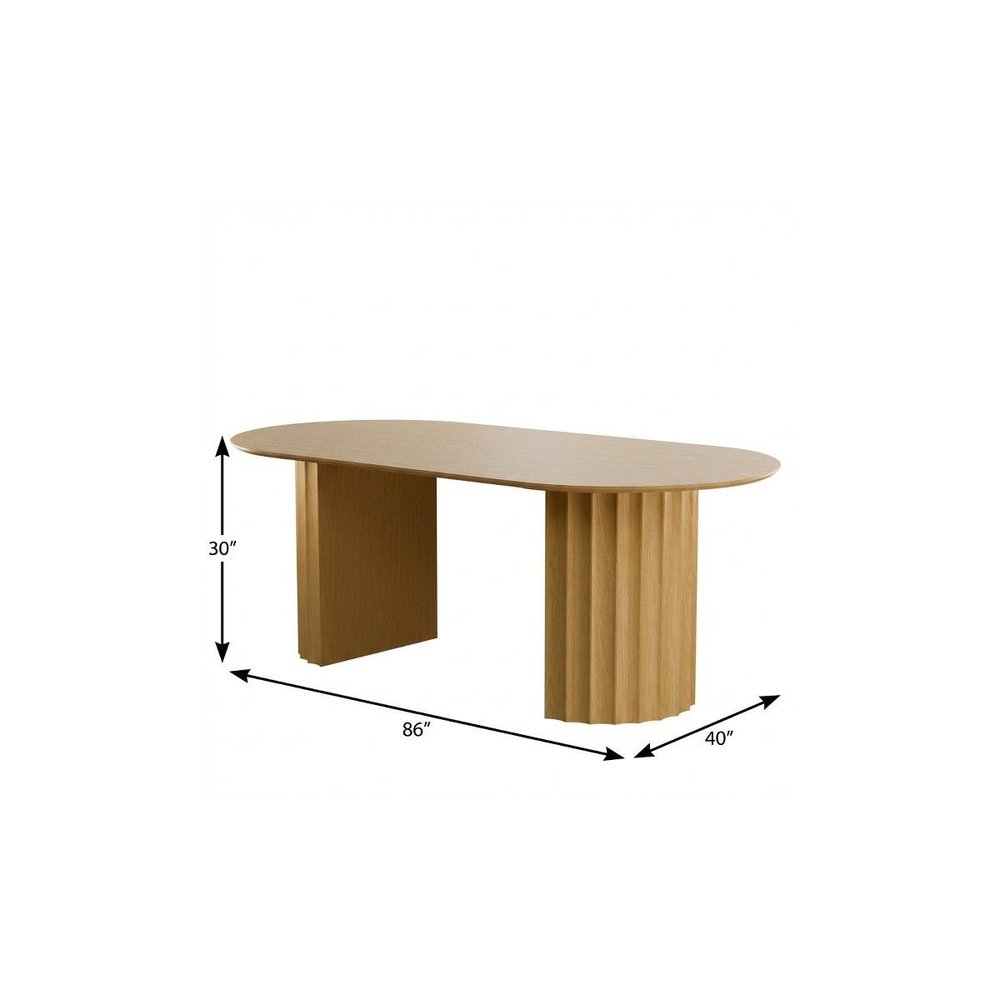 86" Natural Wood Double Pedestal Base Oval Dining Table