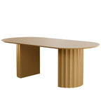 86" Natural Wood Double Pedestal Base Oval Dining Table
