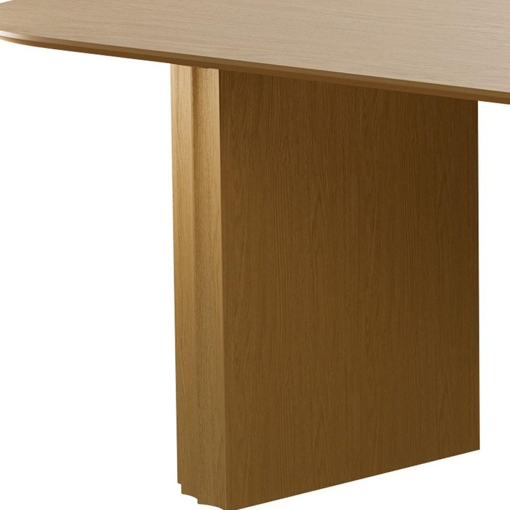 86" Natural Wood Double Pedestal Base Oval Dining Table