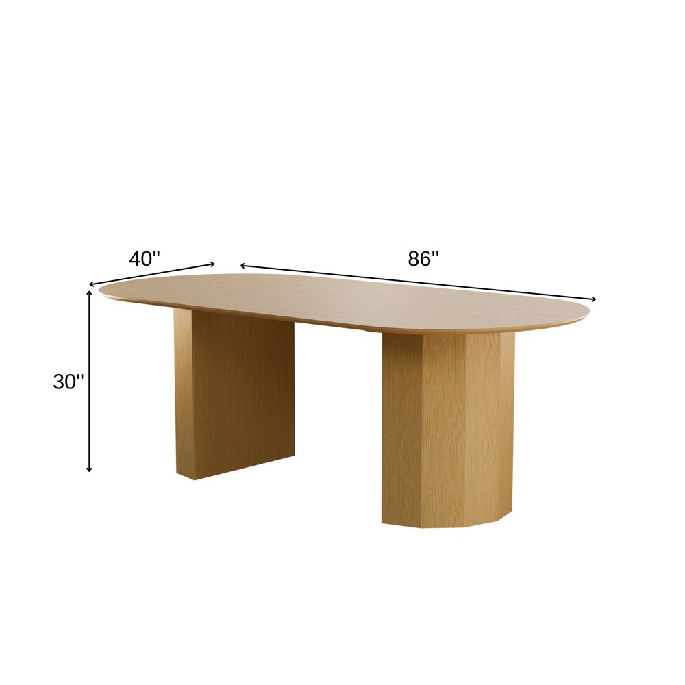 86" Natural Wood Double Pedestal Base Oval Dining Table