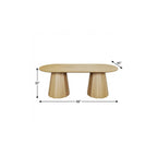 86" Natural Wood Double Pedestal Base Oval Dining Table