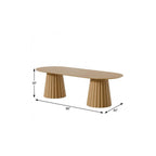 86" Natural Wood Double Pedestal Base Oval Dining Table