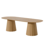 86" Natural Wood Double Pedestal Base Oval Dining Table