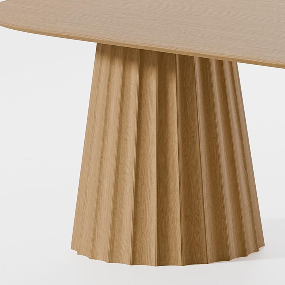 86" Natural Wood Double Pedestal Base Oval Dining Table
