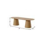 86" Natural Wood Double Pedestal Base Oval Dining Table