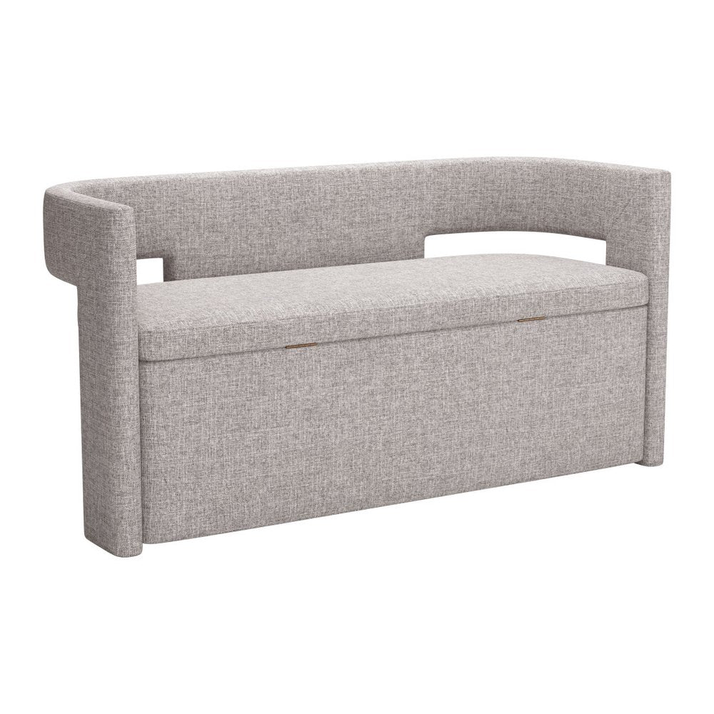 55" Gray Fabric Upholstered Storage Bench With Flip Top
