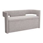 55" Gray Fabric Upholstered Storage Bench With Flip Top