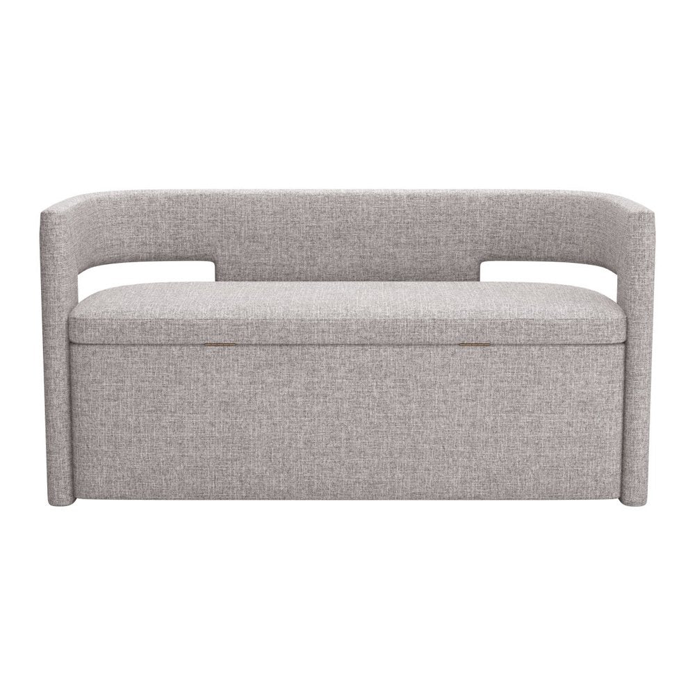 55" Gray Fabric Upholstered Storage Bench With Flip Top