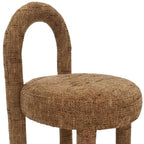 Set of Two Brown Chenille And Solid Wood Open Back Dining Side Chairs