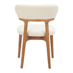 Set of Two White And Walnut Upholstery And Solid Wood Open Back Dining Side Chairs