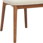 Set of Two White And Walnut Upholstery And Solid Wood Open Back Dining Side Chairs