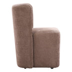 Taupe And Brown Upholstery And Solid Wood And Steel Dining Side Chair With Wheels