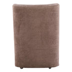Taupe And Brown Upholstery And Solid Wood And Steel Dining Side Chair With Wheels
