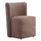 Taupe And Brown Upholstery And Solid Wood And Steel Dining Side Chair With Wheels