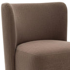 Taupe And Brown Upholstery And Solid Wood And Steel Dining Side Chair With Wheels