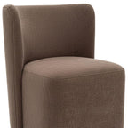 Taupe And Brown Upholstery And Solid Wood And Steel Dining Side Chair With Wheels