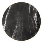 36" Black And Gold Faux Marble And Steel Pedestal Base Round Top Dining Table