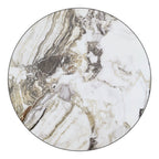 36" Black And Gold Faux Marble And Steel Pedestal Base Round Top Dining Table